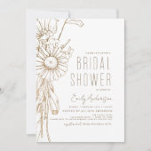 フローラエレガントワイルドフラワーブライダルシャワーゴールドフォイル 招待状 (正面)