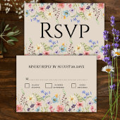 フローラエレガントワイルドフラワーベージュウェディングRSVP 出欠カード