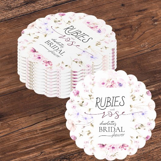 フローラエレガントワイルドフラワールビーバラブライダルシャワー ペーパーコースター