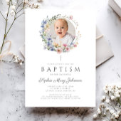 フローラエレガントワイルドフラワー写真バプテスマ 招待状