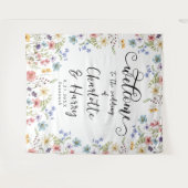 フローラエレガントワイルドフラワー結婚の背景バナー タペストリー (正面(横))