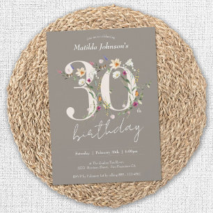 フローラエレガントワイルドフラワー30th誕生日パーティー 招待状