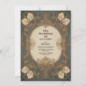 フローラエレガントヴィンテージアールヌーボー結婚ズ 招待状 (正面)