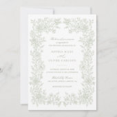 フローラエレガントヴィンテージセージ結婚式招待状 招待状 (正面)