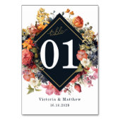 フローラエレガントヴィンテージテーブル番号デザイン。 テーブルナンバー (正面)