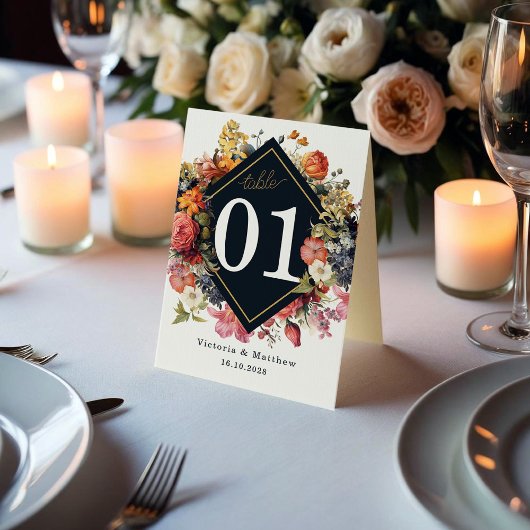 フローラエレガントヴィンテージテーブル番号デザイン。 テーブルナンバー