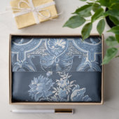 フローラエレガントヴィンテージデルフトブルーホワイトデコップページ 薄葉紙 (ギフト)