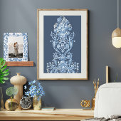 フローラエレガントヴィンテージデルフトブルーホワイトデコップページ 薄葉紙