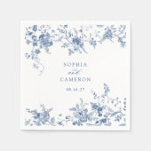 フローラエレガントヴィンテージネイビーブルー結婚ズ スタンダードカクテルナプキン (正面)