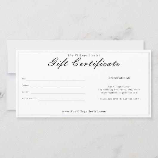 フローラエレガントヴィンテージバラギフト券 (裏面)