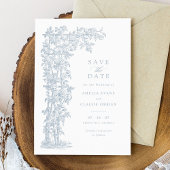 フローラエレガントヴィンテージバラトレリスブルー結婚ズ 招待状