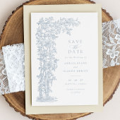 フローラエレガントヴィンテージバラトレリスブルー結婚ズ 招待状