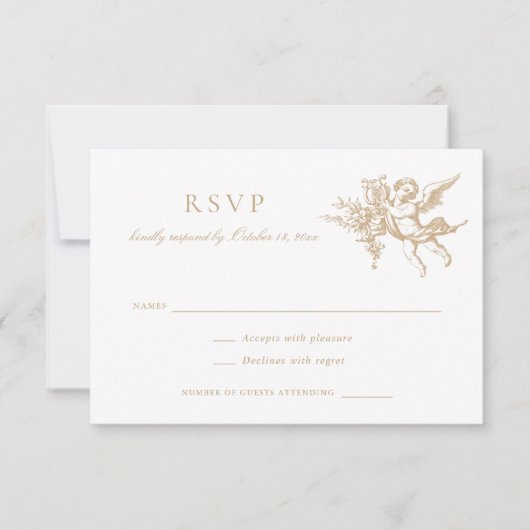 フローラエレガントヴィンテージバロックToileウェディングRSVP 招待状 (正面)