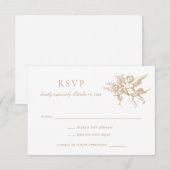 フローラエレガントヴィンテージバロックToileウェディングRSVP 招待状 (正面/裏面)