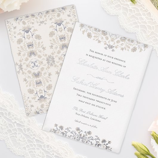 フローラエレガントヴィンテージビクトリアンフォイル招待状 箔招待状