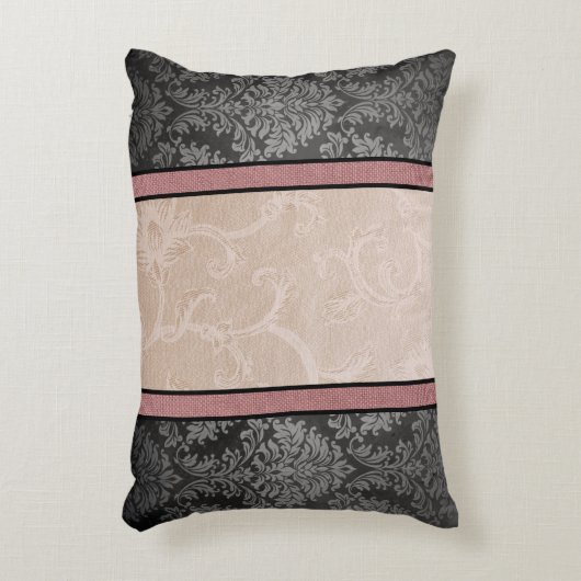 フローラエレガントヴィンテージピンクとグレーダマスク アクセントクッション (正面(垂直))