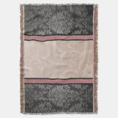 フローラエレガントヴィンテージピンクとグレーダマスク スローブランケット (正面縦)