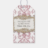 フローラエレガントヴィンテージピンクと白金ゴールドブライダル ギフトタグ (正面)