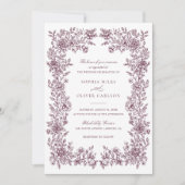 フローラエレガントヴィンテージフレーム結婚式招待状 招待状 (正面)