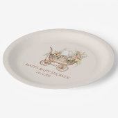 フローラエレガントヴィンテージベビーキャリッジベビーシャワー ペーパープレート (アングル)