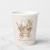 フローラエレガントヴィンテージベビーキャリッジベビーシャワー 紙コップ (裏面)