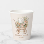 フローラエレガントヴィンテージベビーキャリッジベビーシャワー 紙コップ (正面)