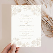 フローラエレガントヴィンテージベージュニュートラル結婚ズ 招待状