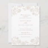 フローラエレガントヴィンテージベージュニュートラル結婚ズ 招待状 (正面)