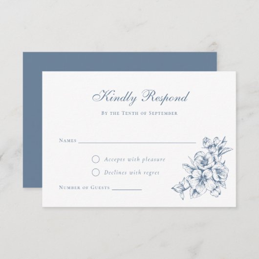 フローラエレガントヴィンテージボタニカルウェディングRSVP 招待状 (正面/裏面)