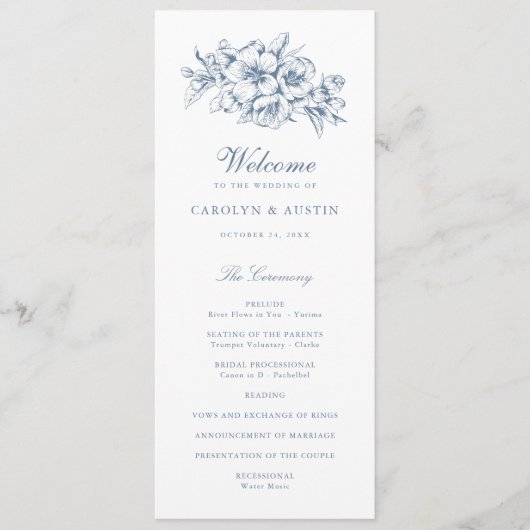 フローラエレガントヴィンテージボタニカルブルー結婚ズ プログラム (正面)