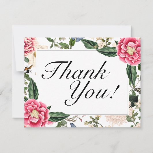 フローラエレガントヴィンテージボタニカル誕生日 サンキューカード (正面)
