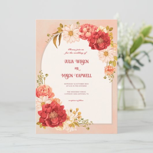 フローラエレガントヴィンテージボー結婚式招待状 招待状 (スタンド正面)