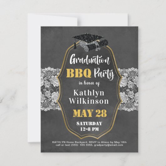 フローラエレガントヴィンテージレース3写真卒業 招待状 (正面)