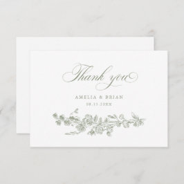 フローラエレガントヴィンテージ彫刻花結婚の数 サンキューカード
