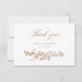 フローラエレガントヴィンテージ彫刻花結婚の数 サンキューカード (正面)