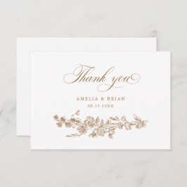 フローラエレガントヴィンテージ彫刻花結婚の数 サンキューカード