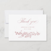 フローラエレガントヴィンテージ彫刻花結婚の数 サンキューカード (正面)