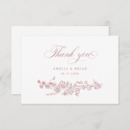 フローラエレガントヴィンテージ彫刻花結婚の数 サンキューカード