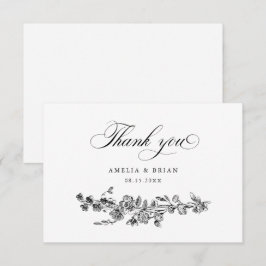 フローラエレガントヴィンテージ彫刻花結婚の数 サンキューカード