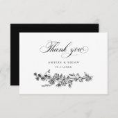 フローラエレガントヴィンテージ彫刻花結婚の数 サンキューカード (正面/裏面)