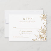 フローラエレガントヴィンテージ植物学金ゴールドRSVPカード 招待状 (正面)