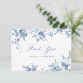 フローラエレガントヴィンテージ植物海軍ブルー サンキューカード (スタンド正面)