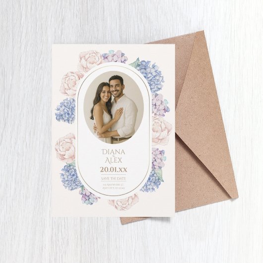 フローラエレガントヴィンテージ水彩牡丹 招待状