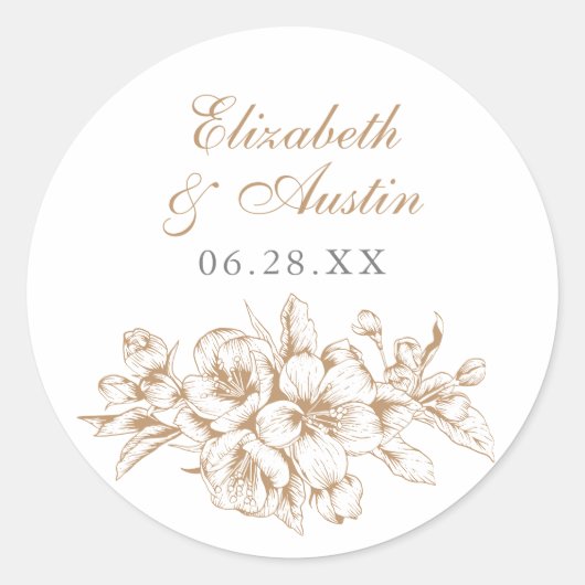 フローラエレガントヴィンテージ結婚の封筒 ラウンドシール (正面)