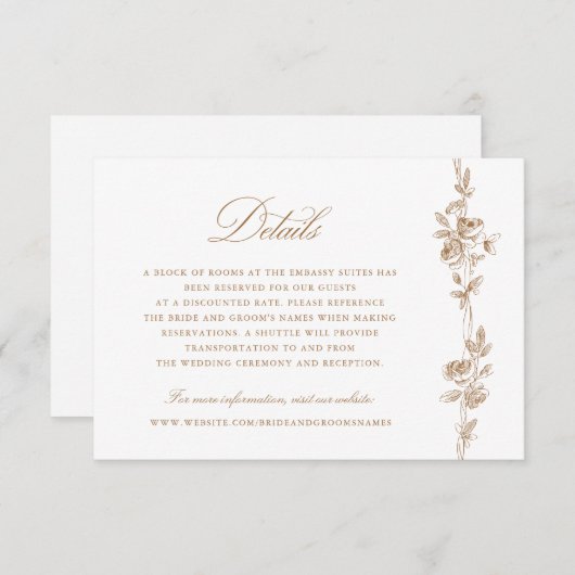 フローラエレガントヴィンテージ結婚トイル詳細 招待状 (正面/裏面)