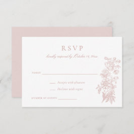 フローラエレガントヴィンテージ赤面ピンクウェディングRSVP 招待状