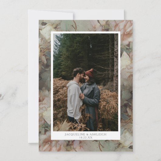 フローラエレガントヴィンテージ赤面ホワイトミントバラ金ゴールド セーブザデート (裏面)