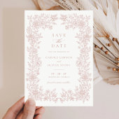 フローラエレガントヴィンテージ赤面結婚式日付の保存 招待状
