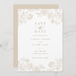 フローラエレガントヴィンテージBeige日付を保存 招待状