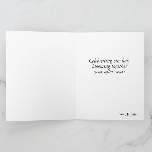フローラエレガントーが一緒に咲く記念日カード カード (内部)